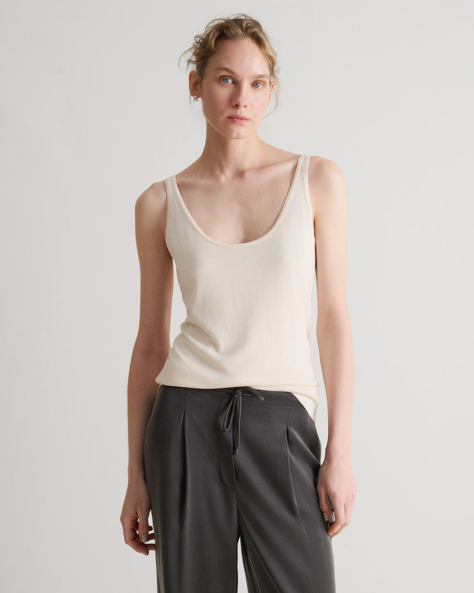 Women's Silk-Cotton Vest - Buttermilk