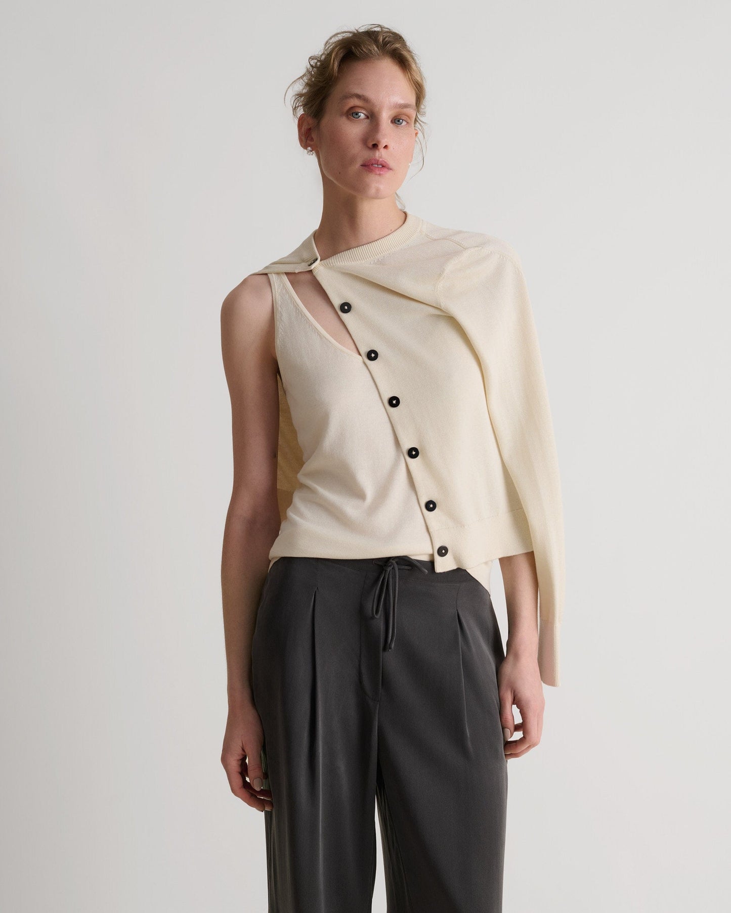 Women's Silk-Cotton Vest - Buttermilk