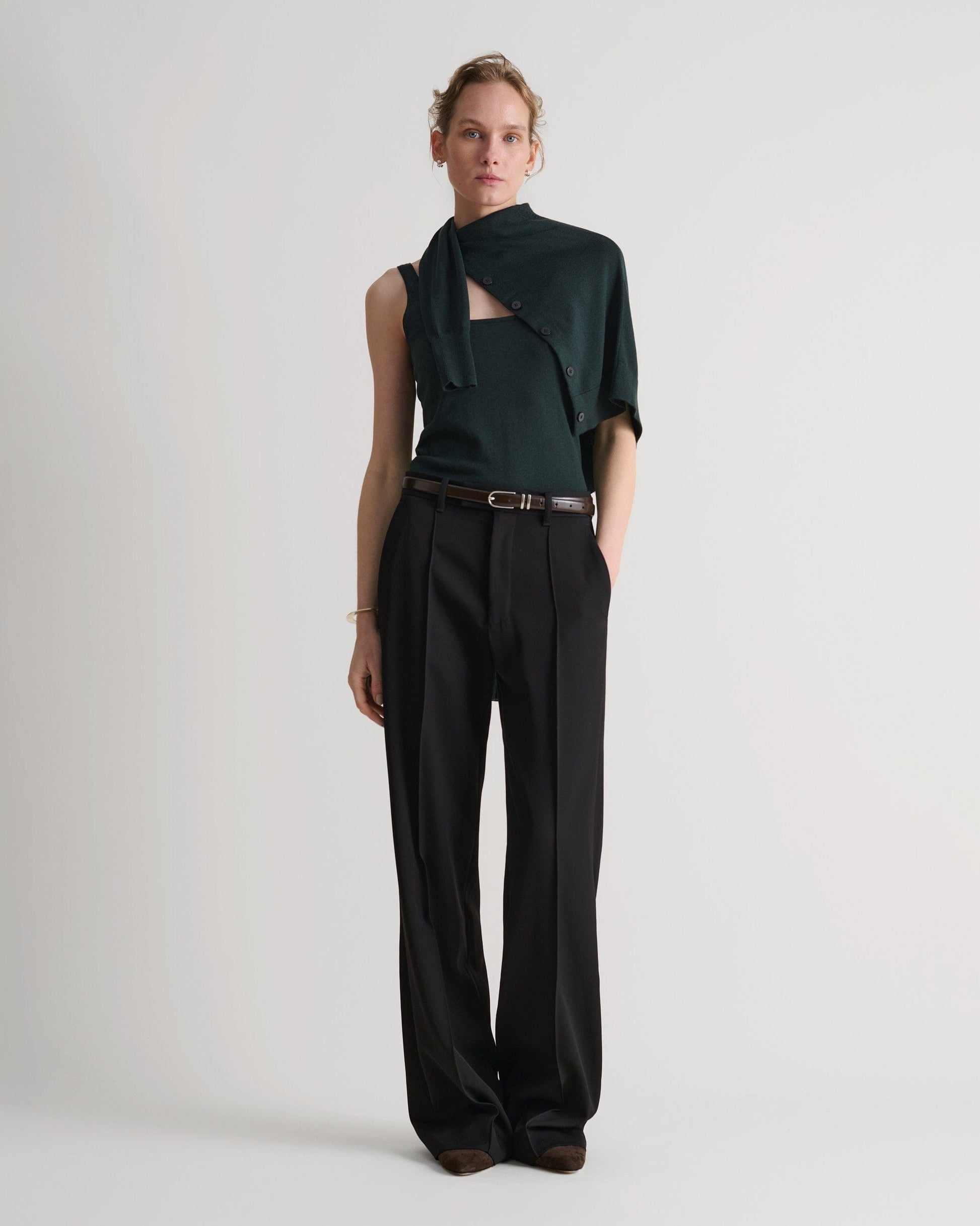 Women's Silk-Cotton Vest - Kelp