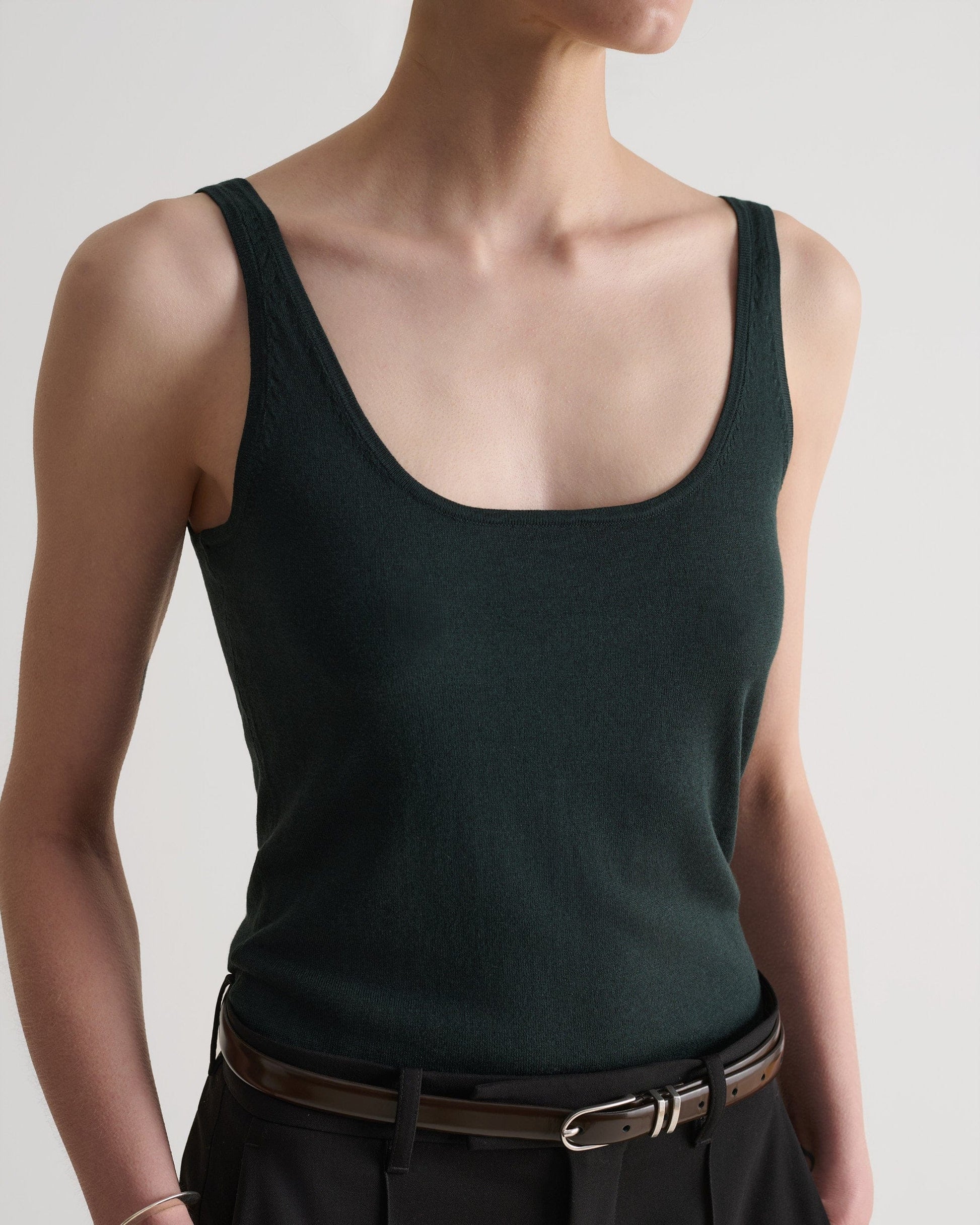 Women's Silk-Cotton Vest - Kelp
