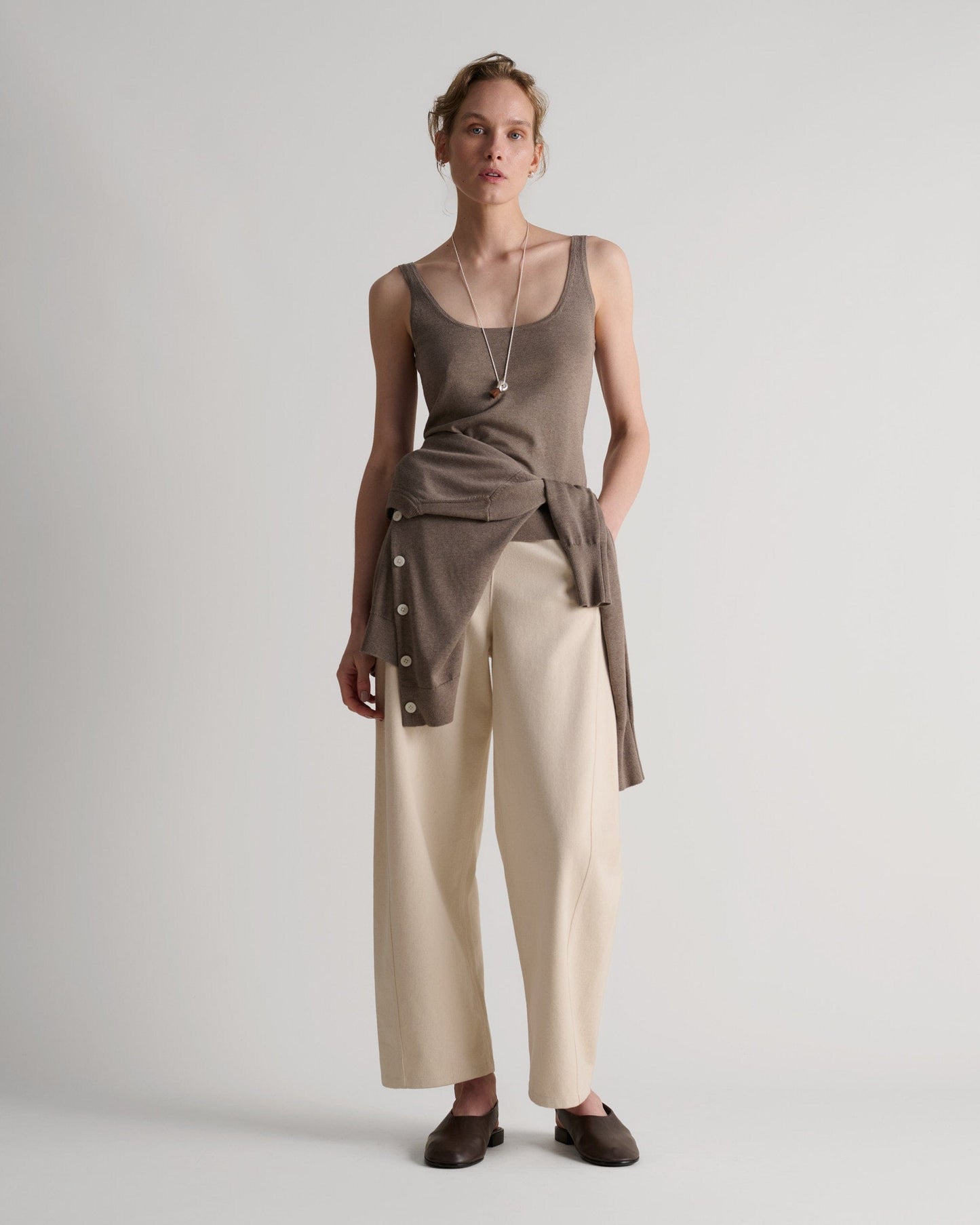 Women's Silk-Cotton Vest - Mole