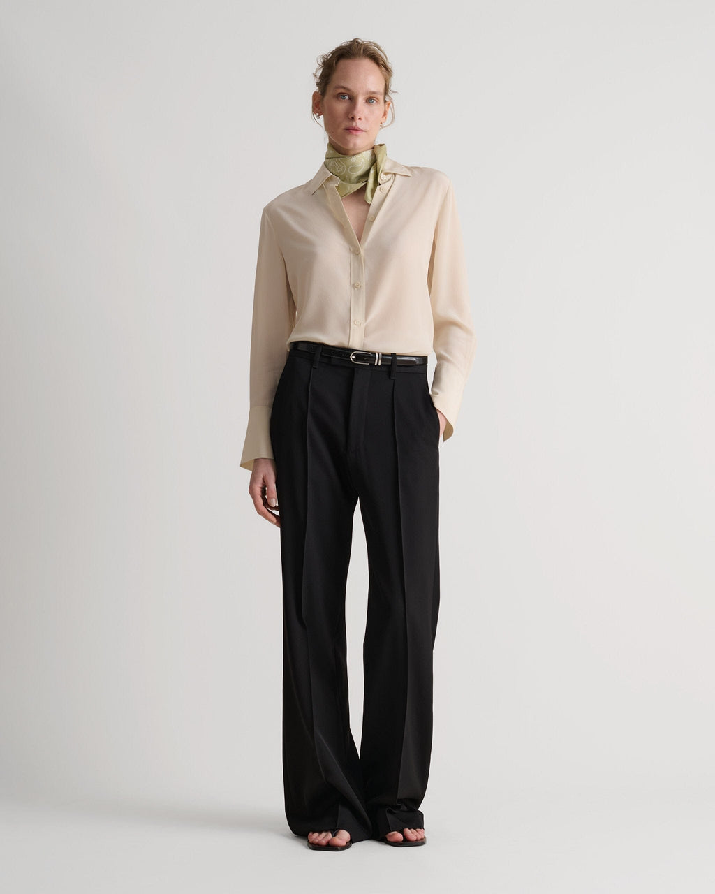 ' s Silk Crepe Shirt Parchment