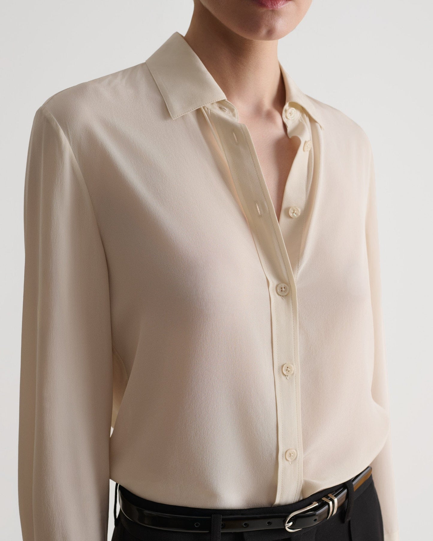 Women's Silk Crepe Shirt - Parchment