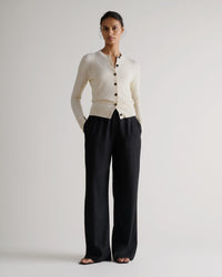 Women's Silk-Cotton Cardigan - Buttermilk