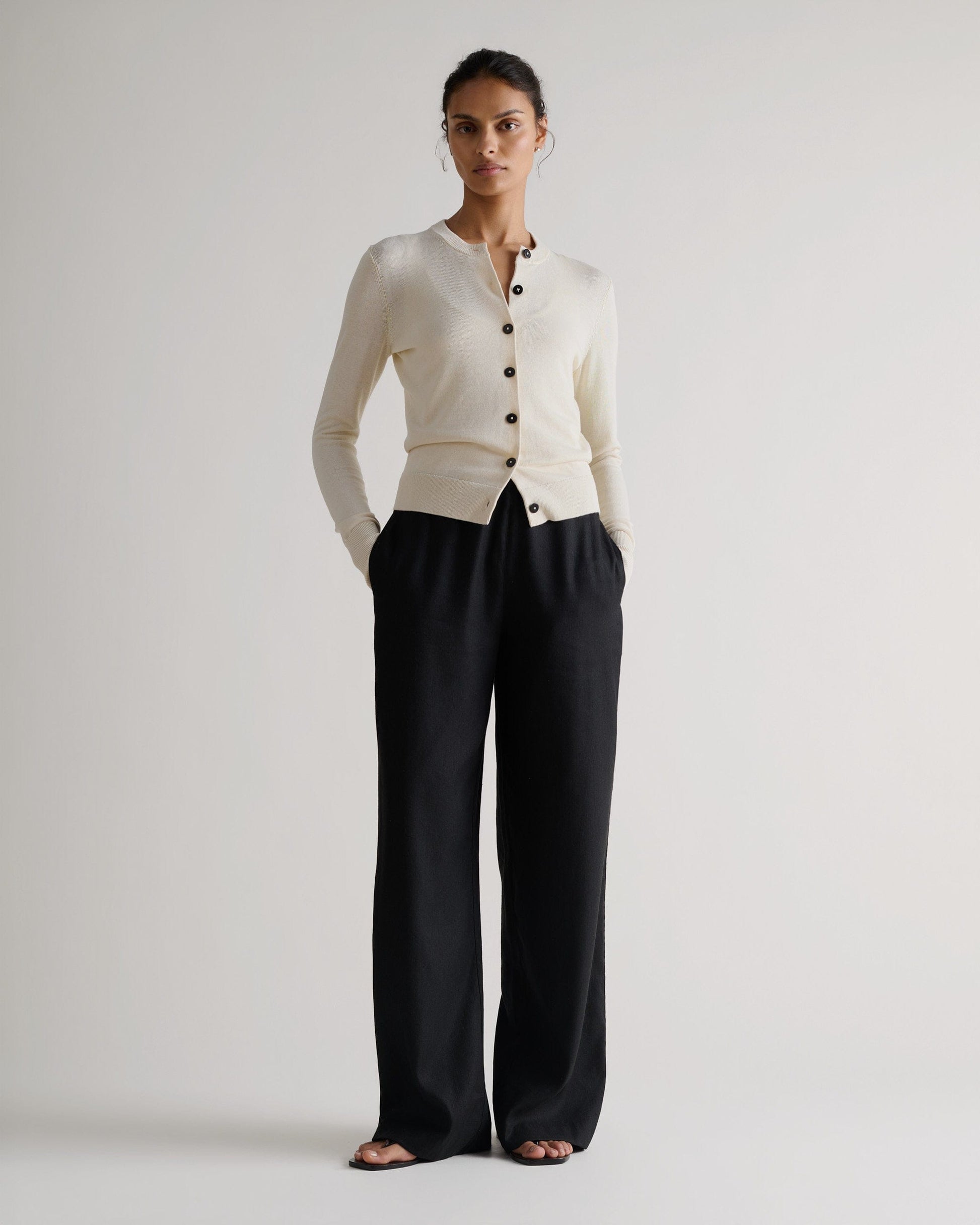 Women's Silk-Cotton Cardigan - Buttermilk