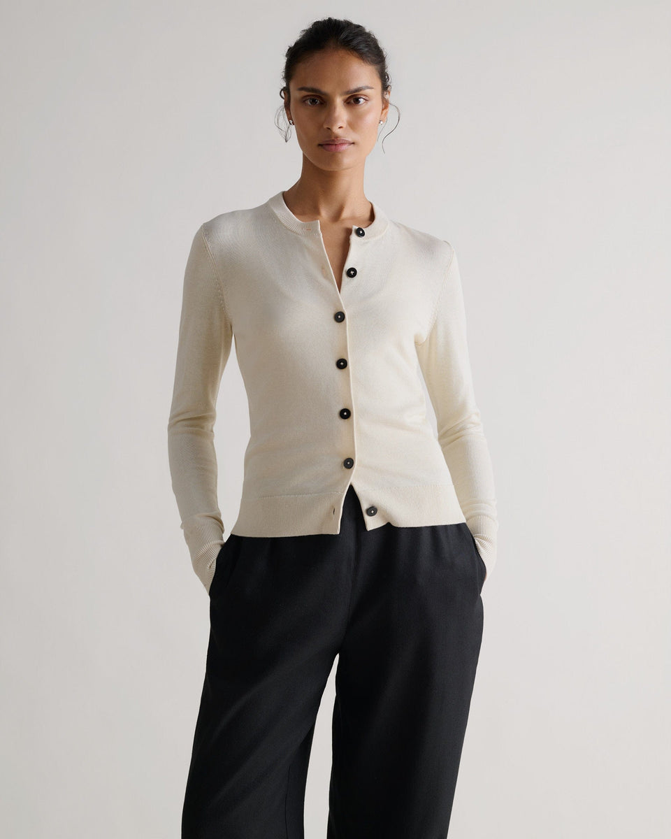 Women's Silk-Cotton Cardigan - Buttermilk
