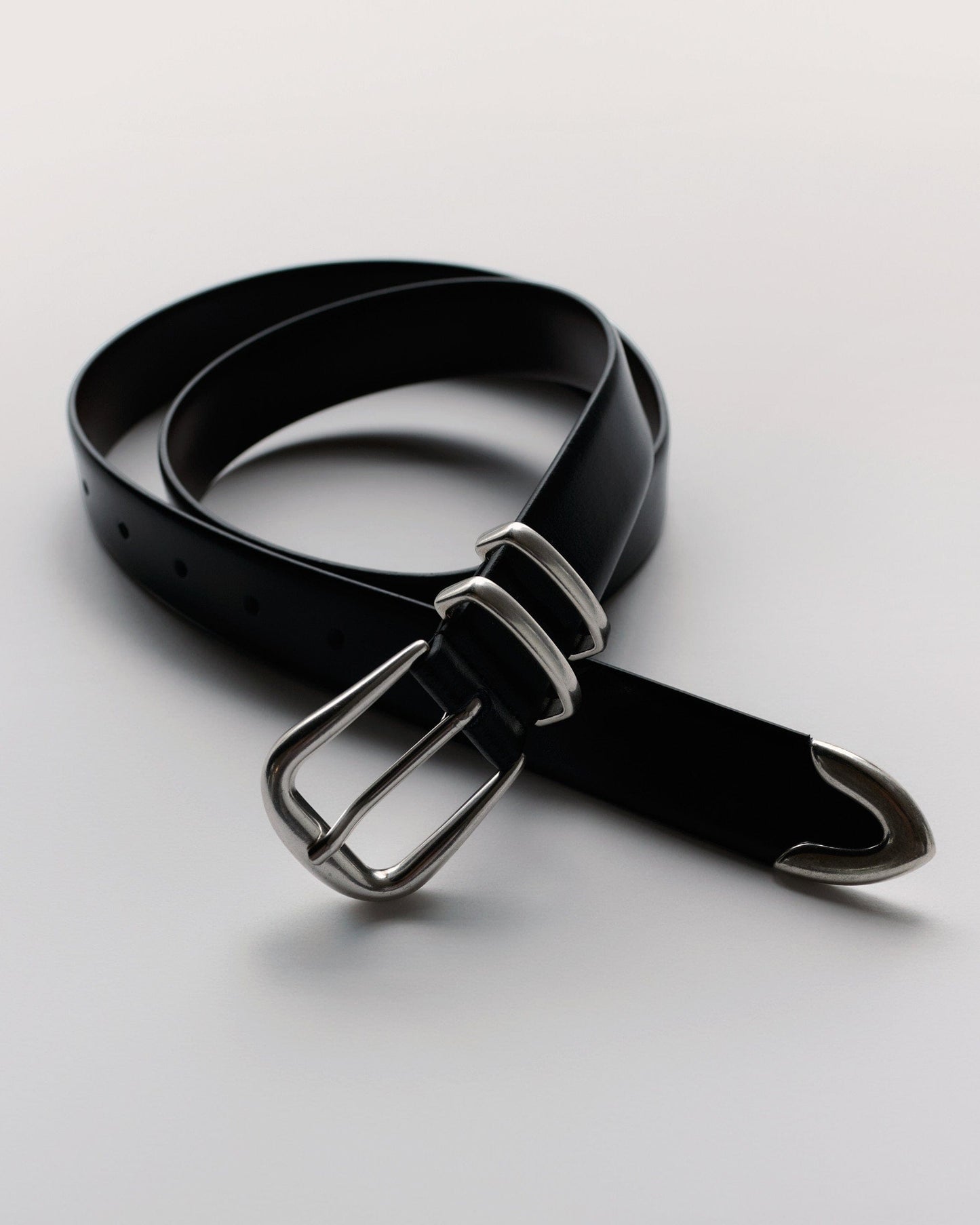 Women's Smooth Leather Wide Buckle Belt - Black