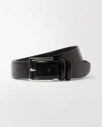 Men's Smooth Grain Silver Buckle Leather Belt