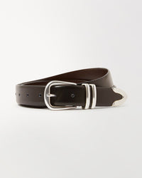 Women's Smooth Leather Wide Buckle Belt - Brown