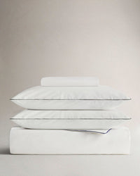 Crisp & Cool Organic Cotton Duvet Set - White Navy Piping