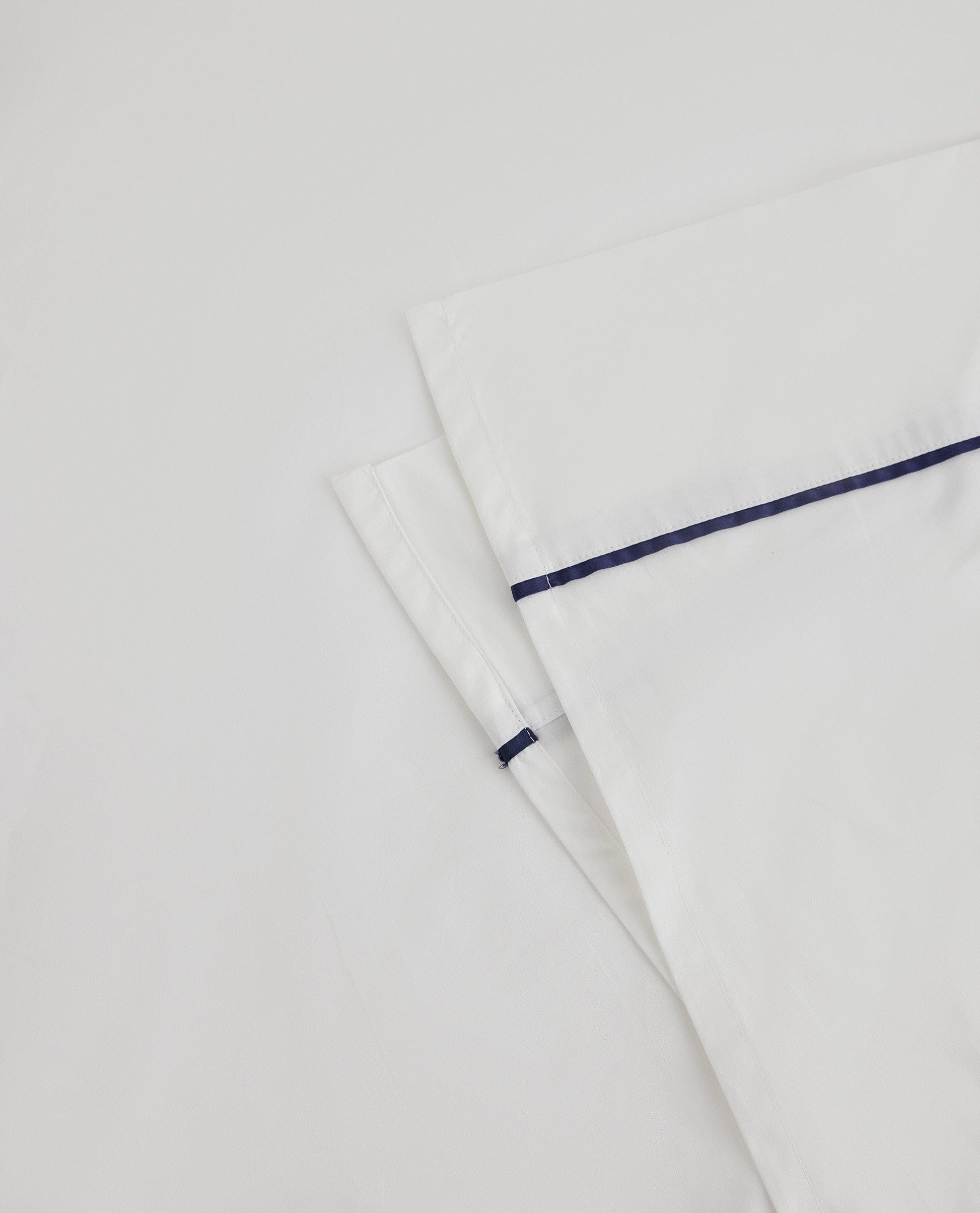 The Soft & Smooth Luxury Flat Sheet - White Navy Piping