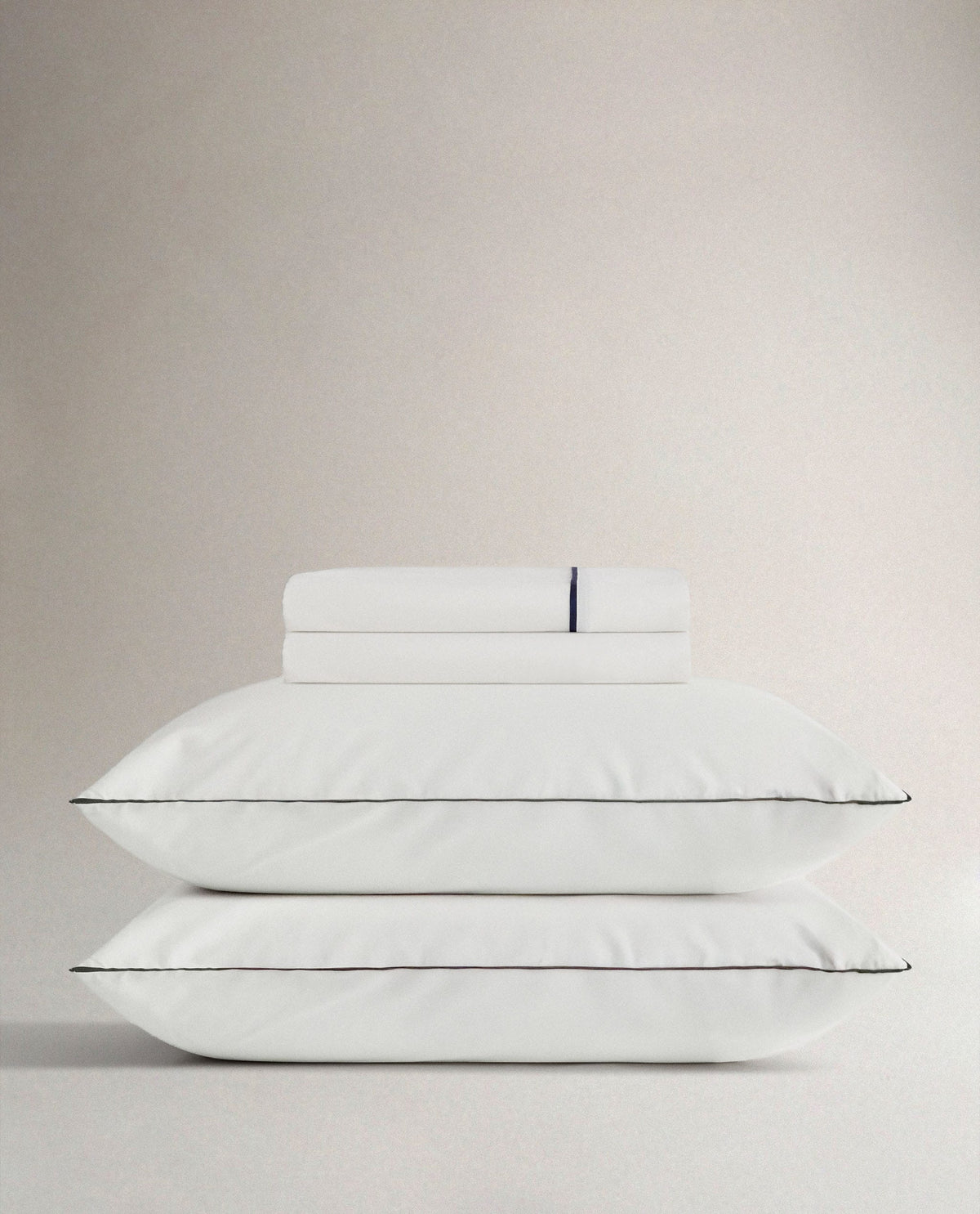 The Soft & Smooth Cotton Duvet Set - White Navy Piping