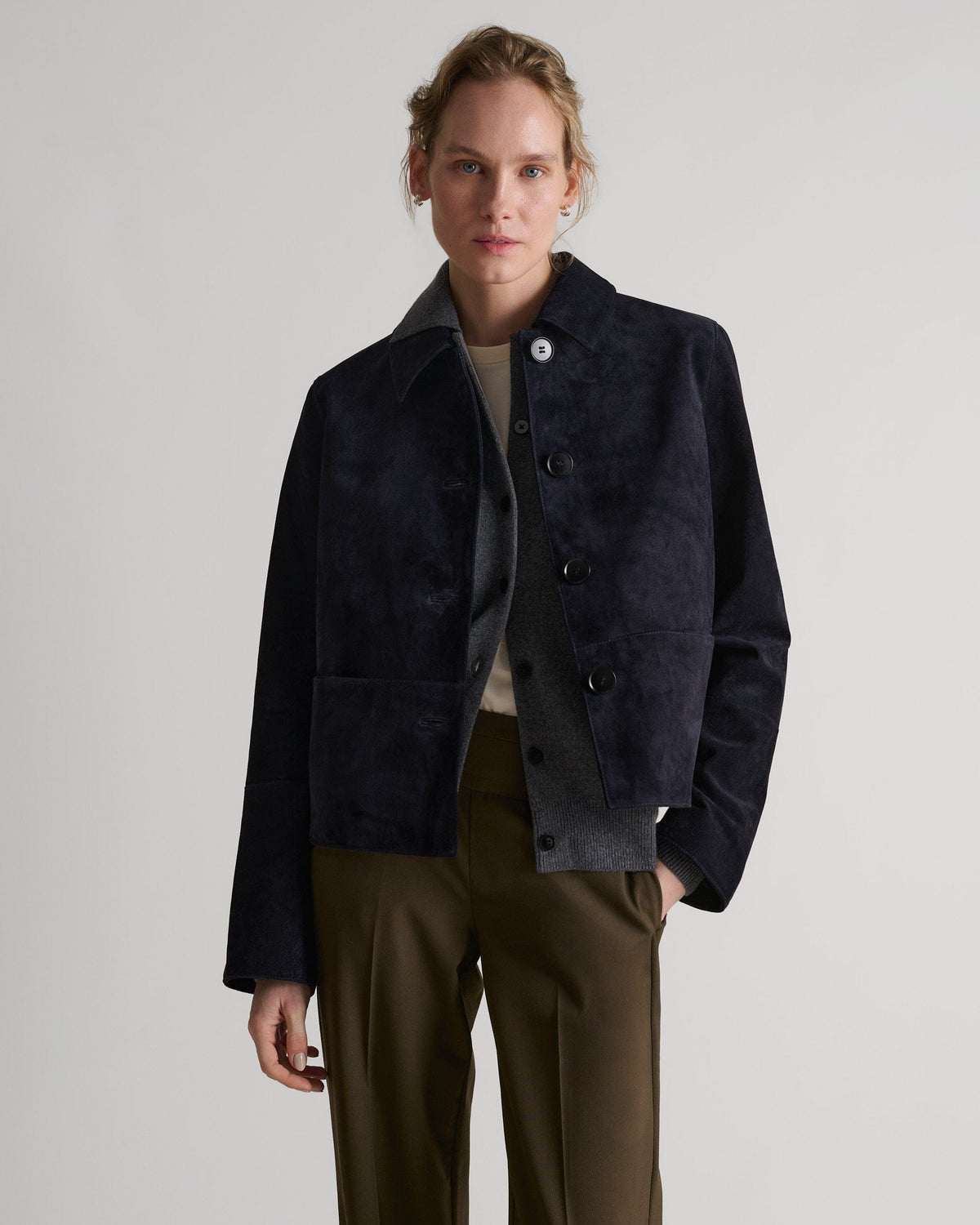Women's Suede Jacket - Navy
