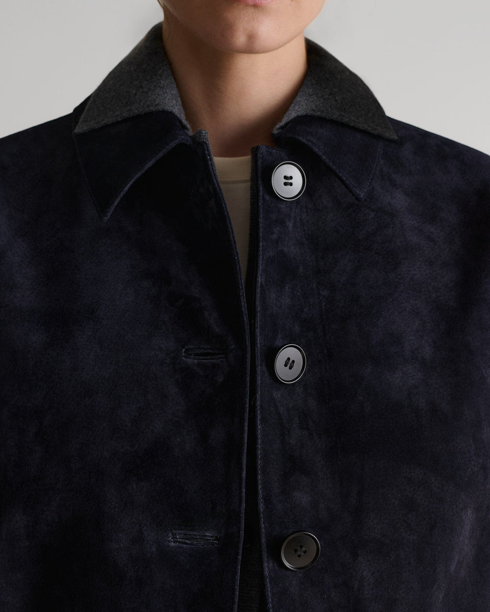 Women's Suede Jacket - Navy