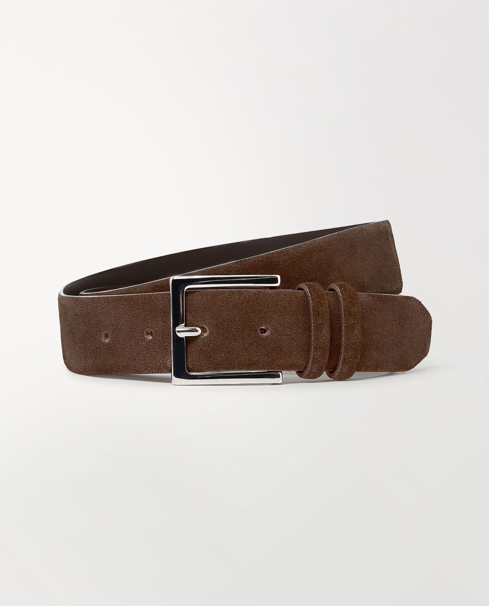 Men's Suede Leather Silver Buckle Belt