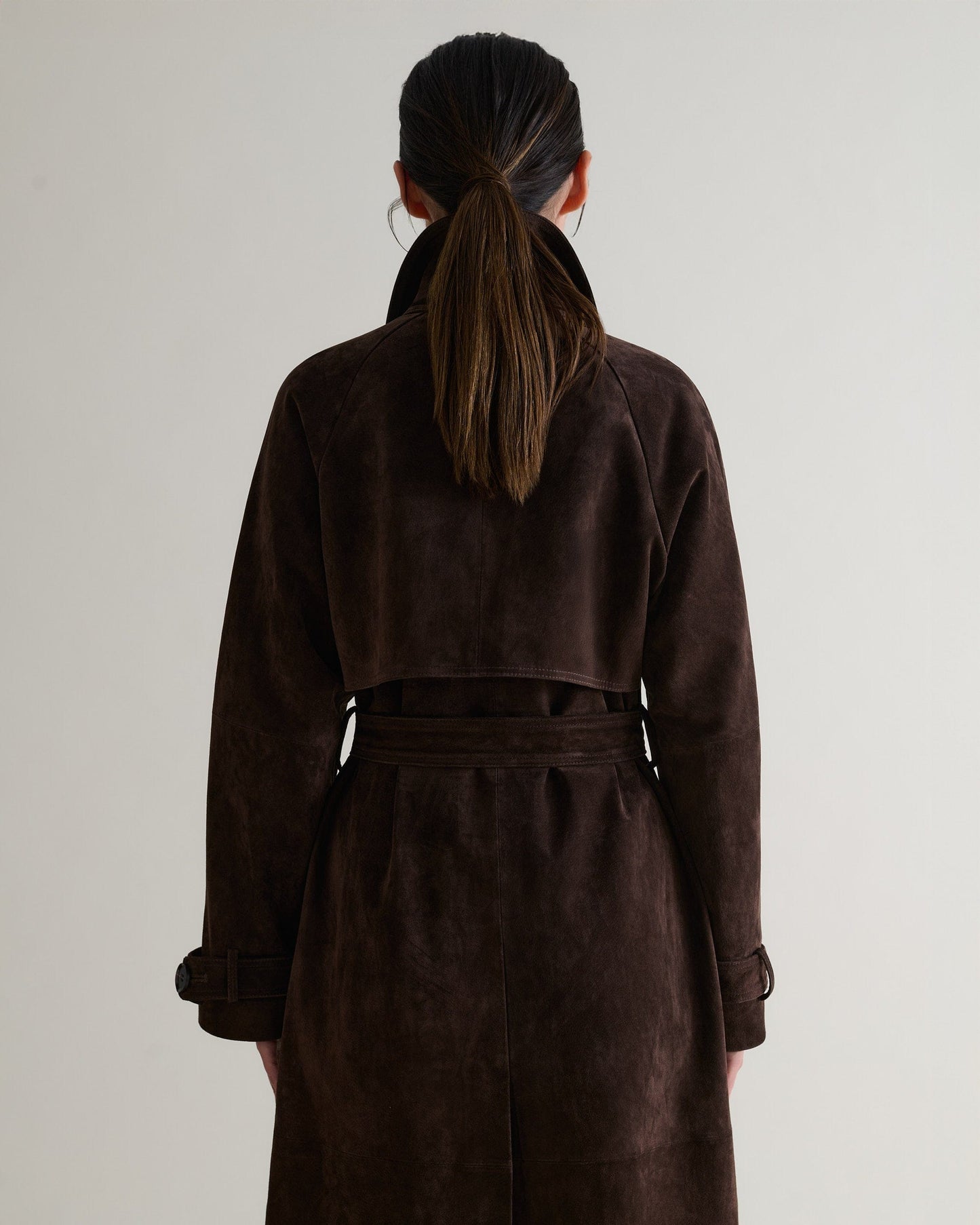 Suede Trench Coat - Chocolate