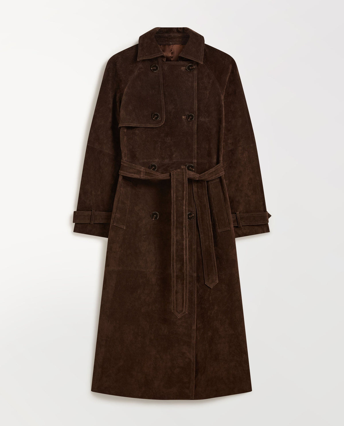 Suede Trench Coat - Chocolate-[colour]-[size]-Rise &amp; Fall