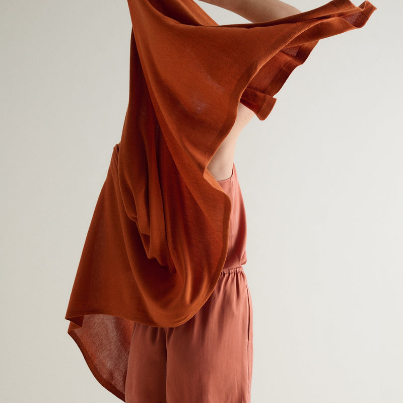 rise and fall silk dress Women's Gathered Waist Easy-Silk Dress