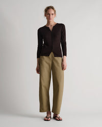 Women's Superfine Merino Button-Front Top - Umber