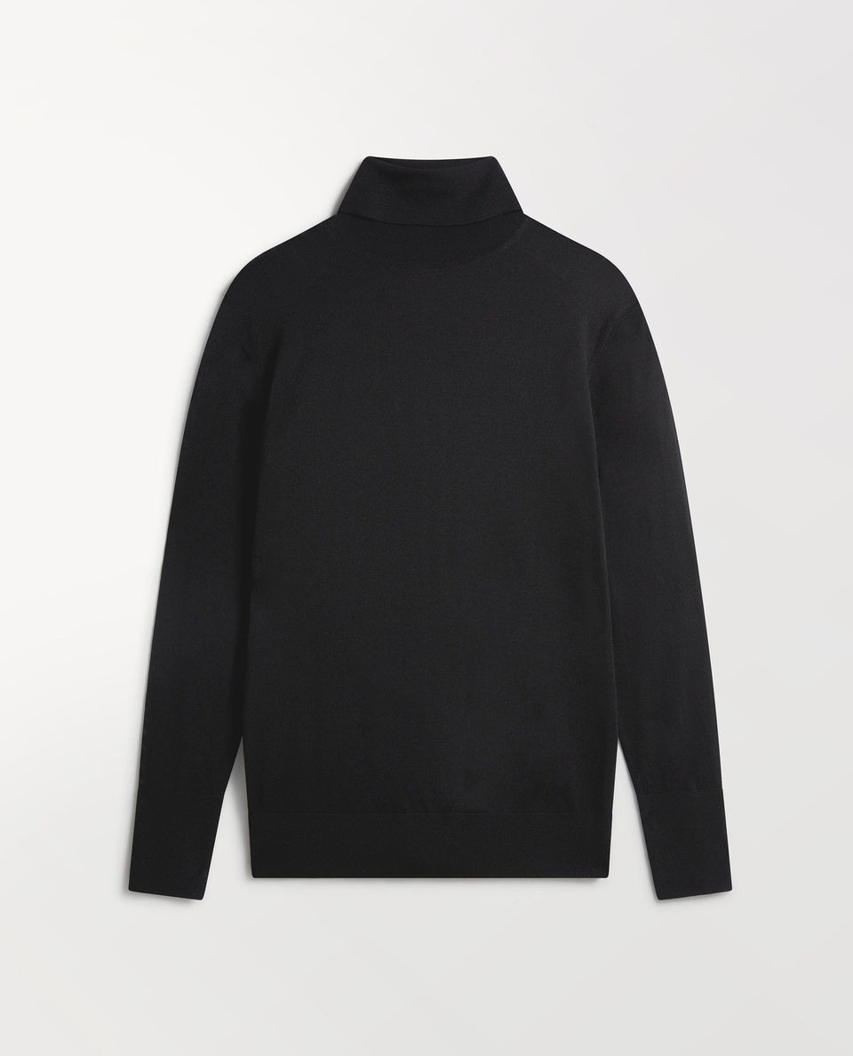 Women's Superfine Merino Roll Neck Jumper - Black