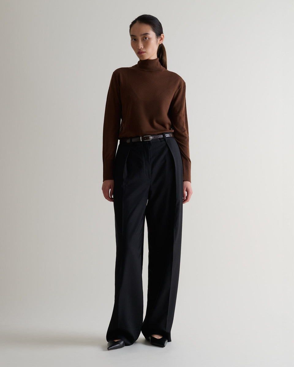 Women's Superfine Merino Roll Neck Jumper - Burl