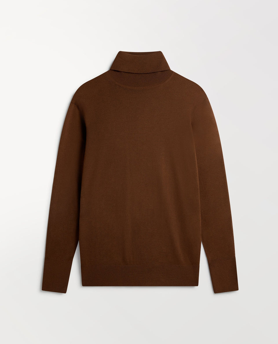 Women's Superfine Merino Roll Neck Jumper - Burl