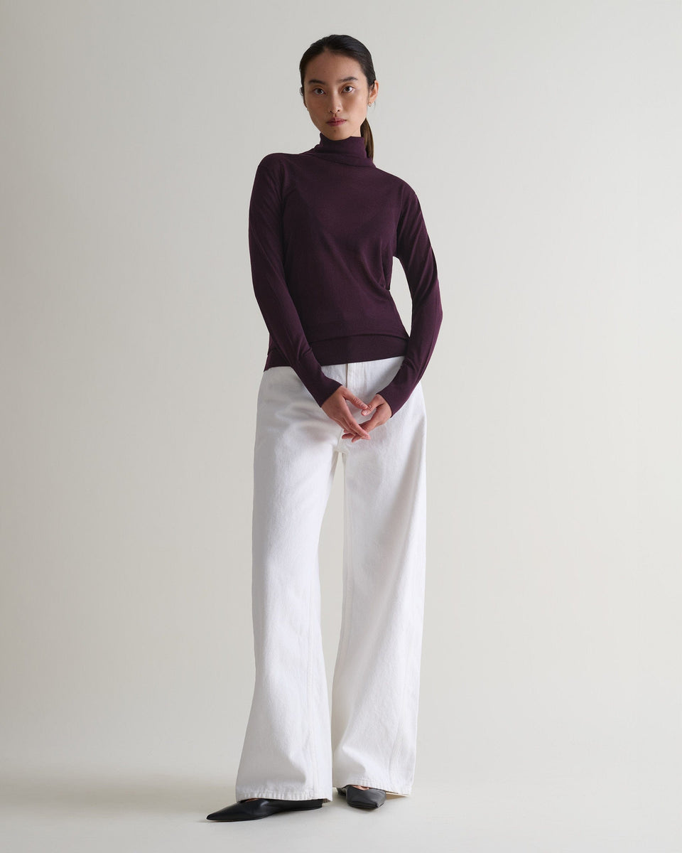 Women's Superfine Merino Roll Neck Jumper - Oxblood