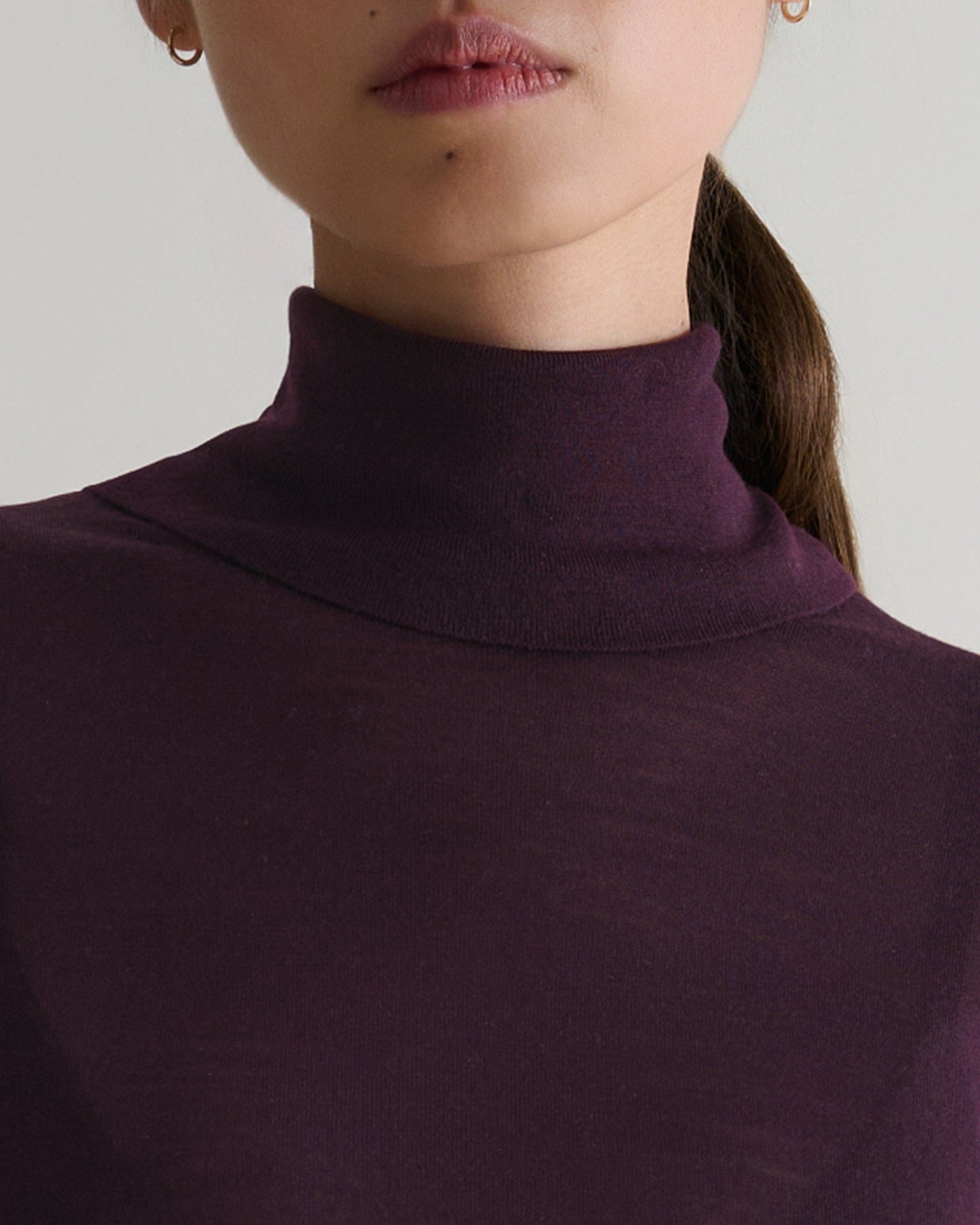 Women's Superfine Merino Roll Neck Jumper - Oxblood
