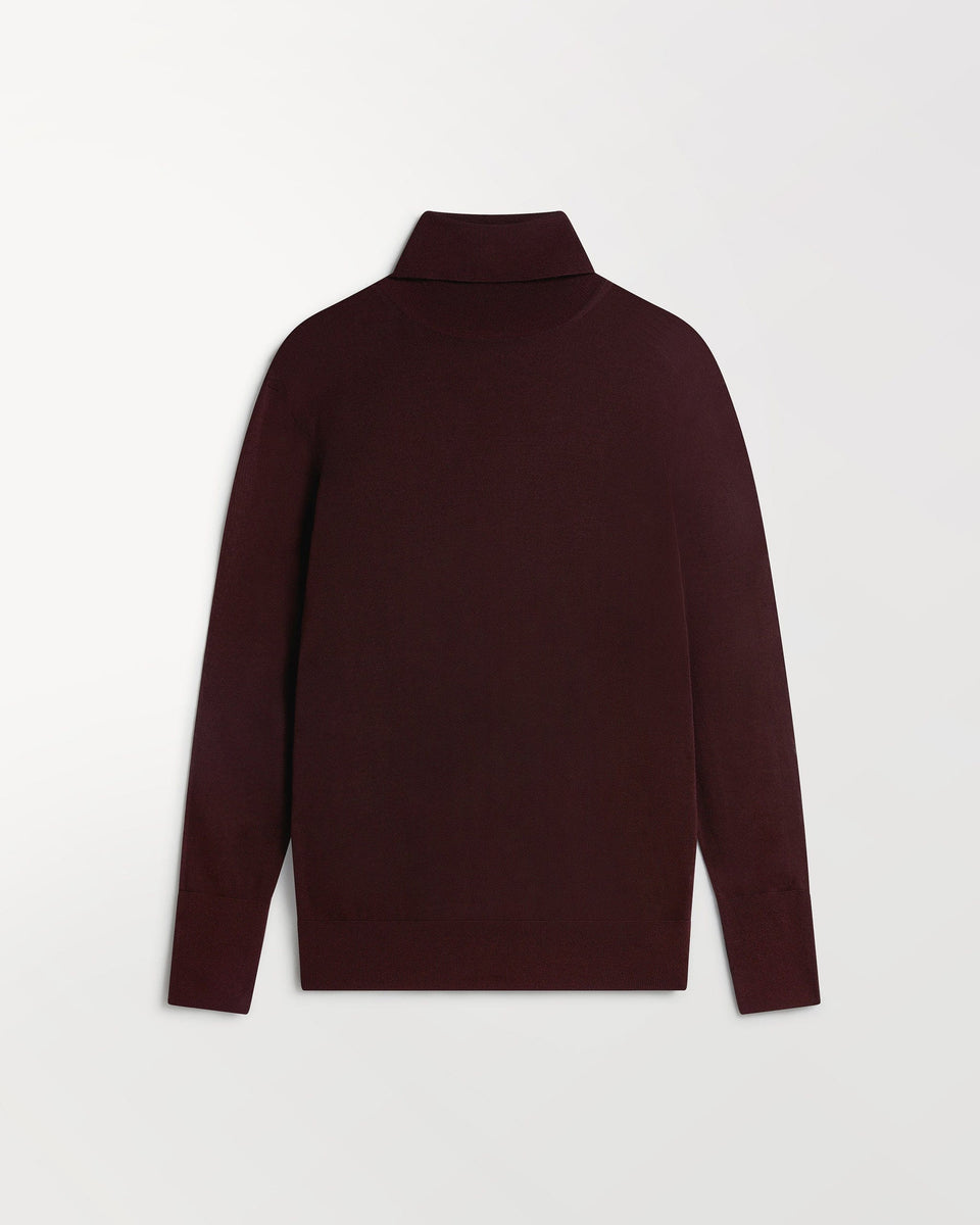 Women's Superfine Merino Roll Neck Jumper - Oxblood