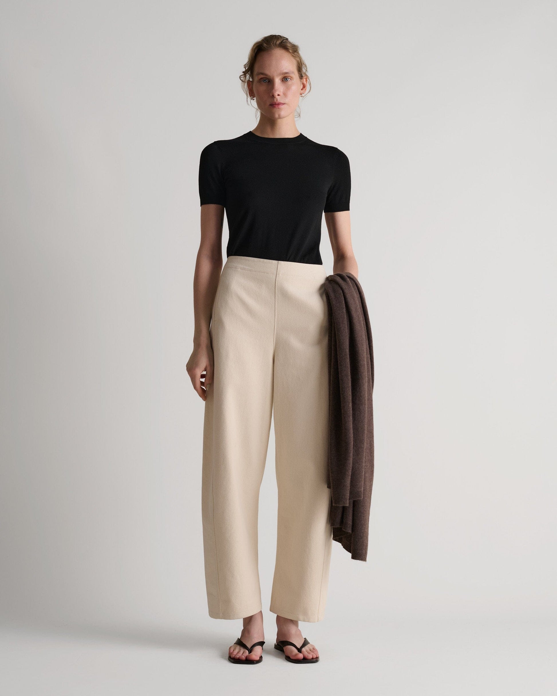 Women's Superfine Merino Wool Knitted T-shirt - Black