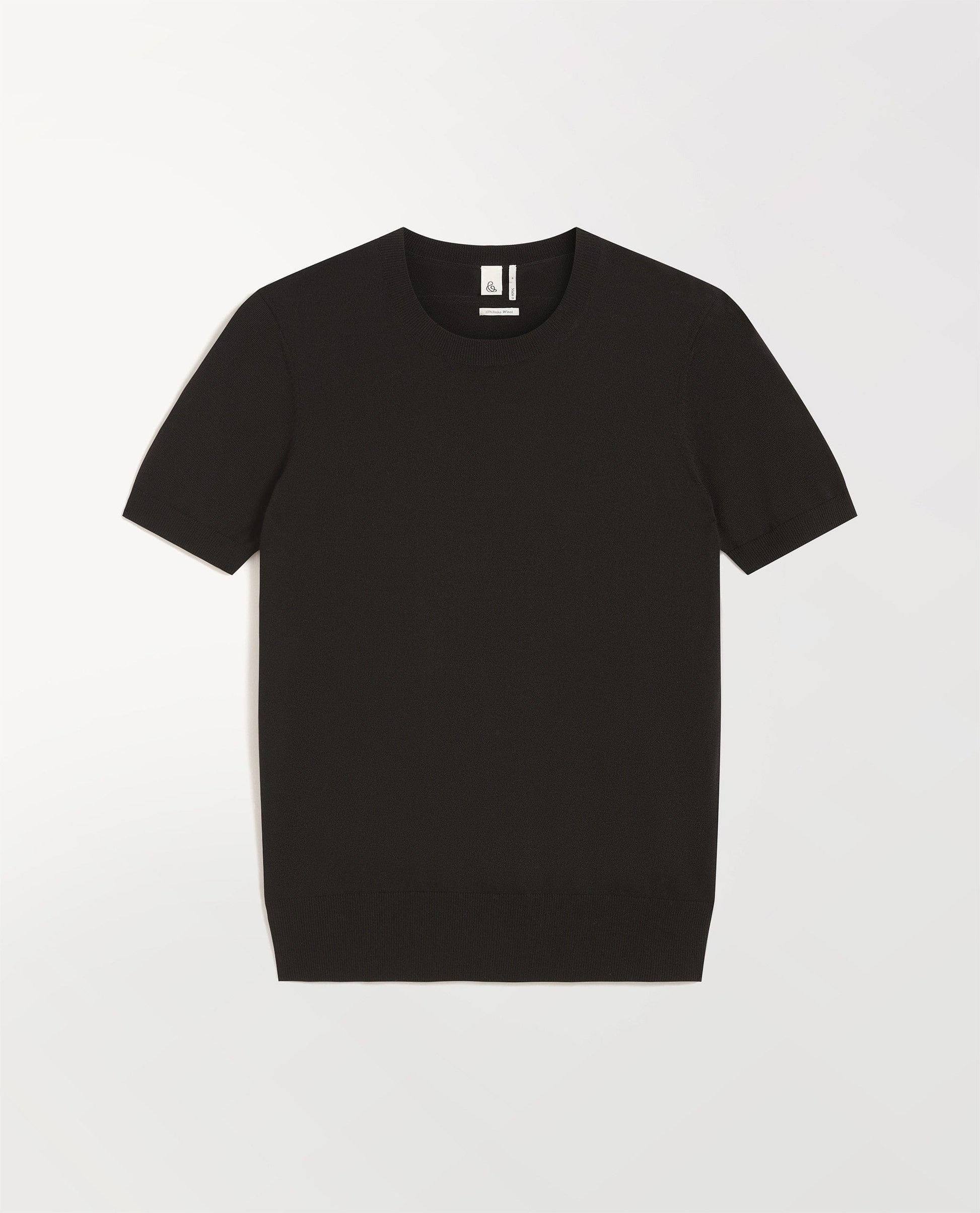 Women's Superfine Merino Wool Knitted T-shirt - Black