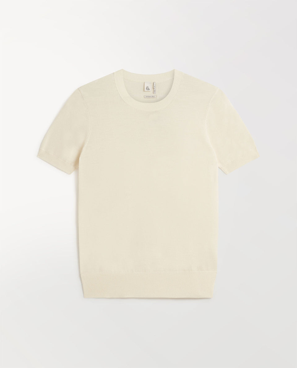 Women's Superfine Merino Wool Knitted T-shirt - Buttermilk