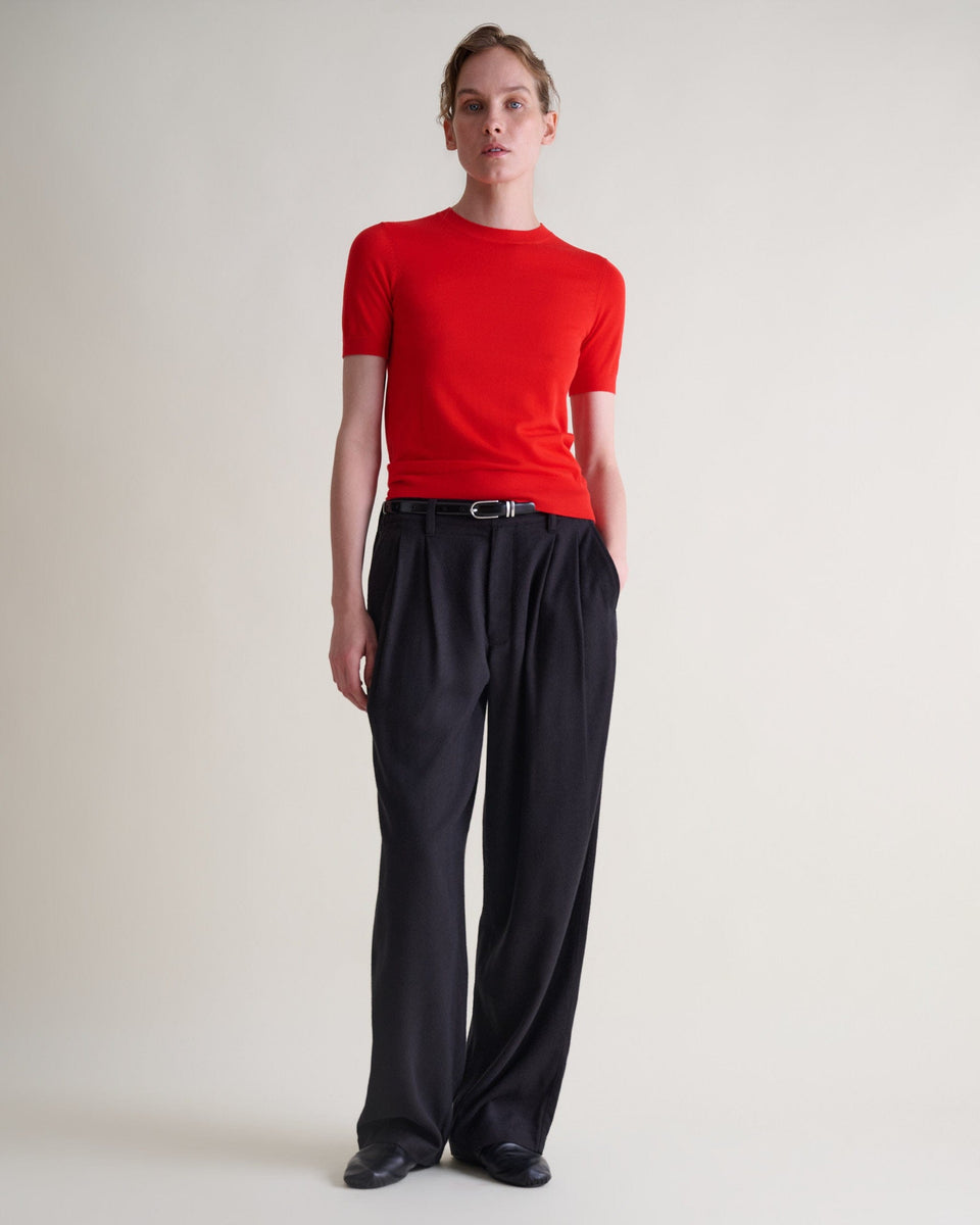 Women's Superfine Merino Wool Knitted T-shirt - Poppy