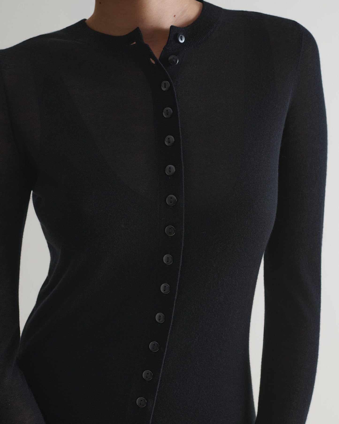 Women's TENCEL™ Cashmere Double Layered Button Dress - Black