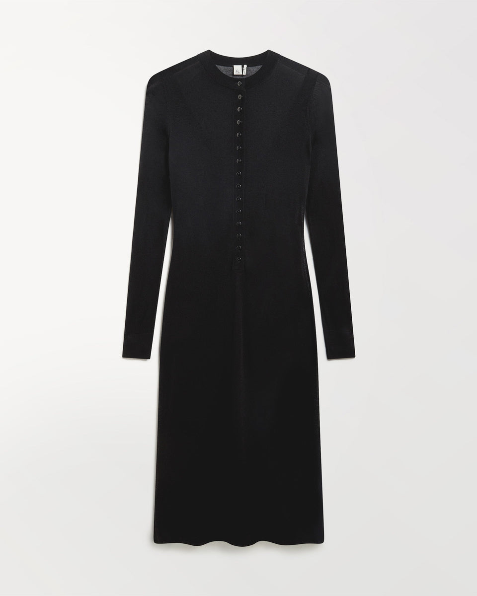 Women's TENCEL™ Cashmere Double Layered Button Dress - Black