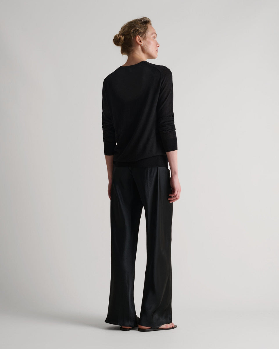 Women's TENCEL™ Cashmere Double Layered Crew Neck Jumper - Black