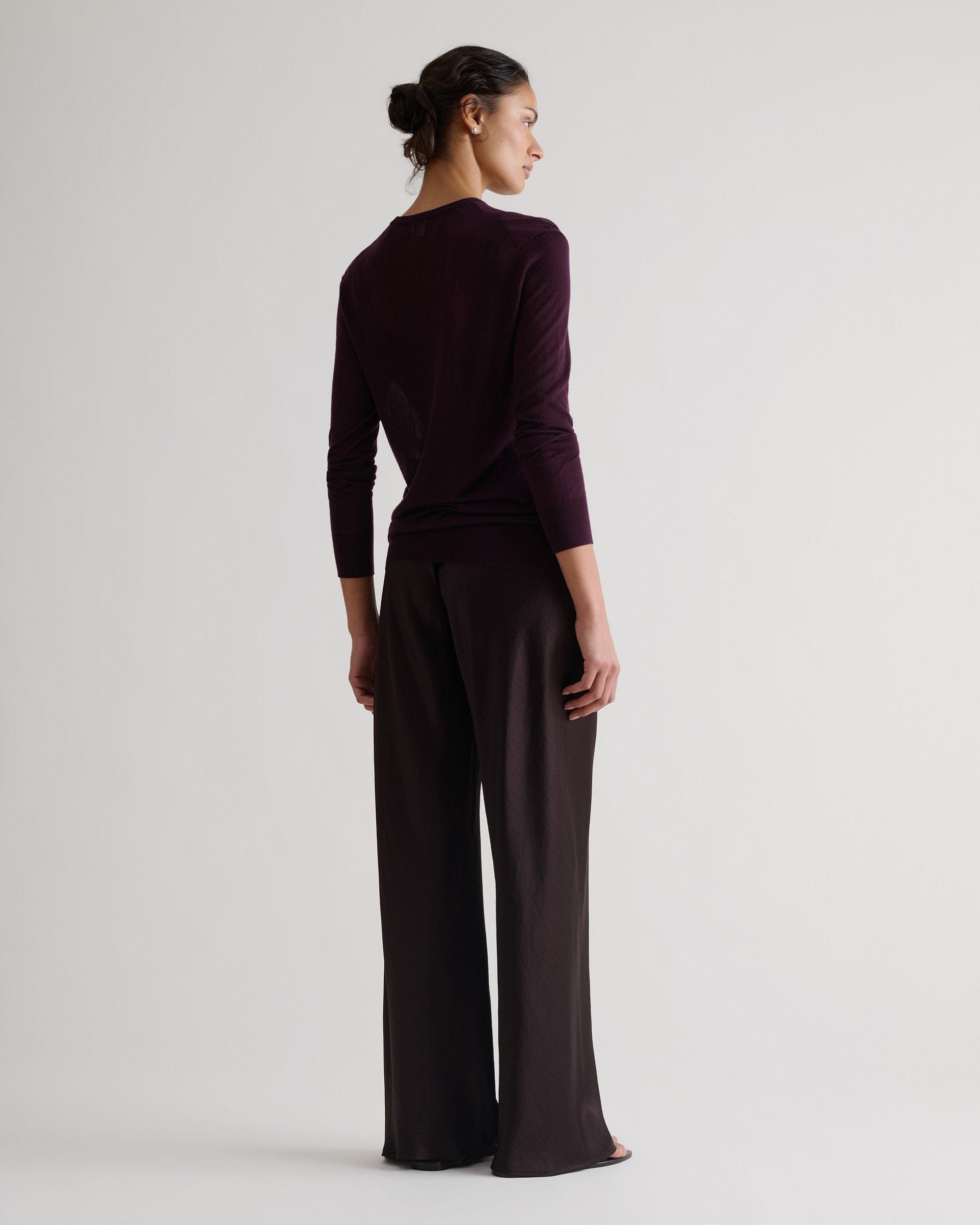 Women's TENCEL™ Cashmere Double Layered Crew Neck Jumper - Oxblood