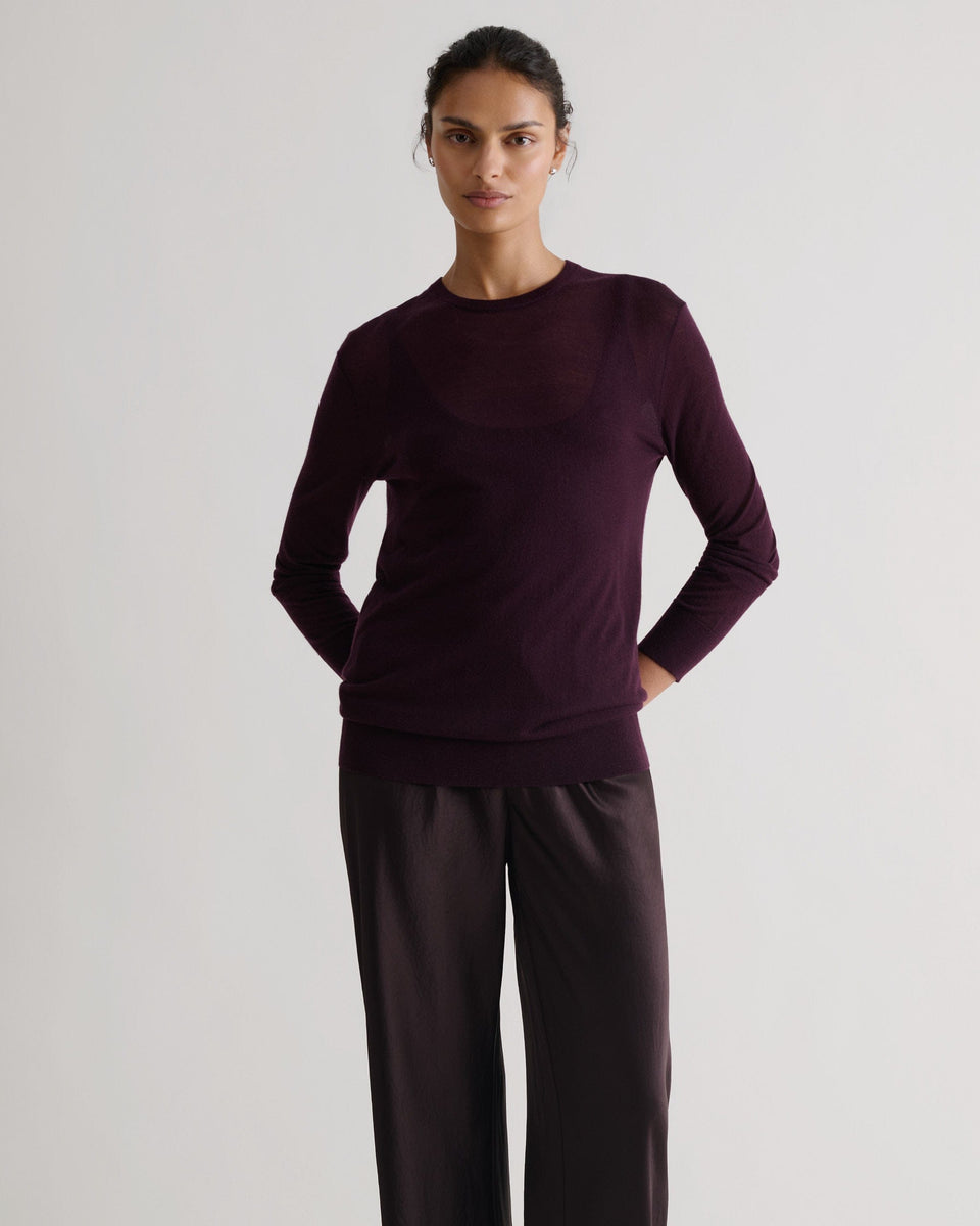 Women's TENCEL™ Cashmere Double Layered Crew Neck Jumper - Oxblood