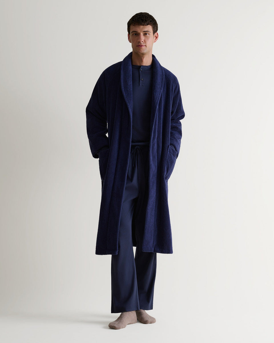 Men's Terry Bathrobe - Navy