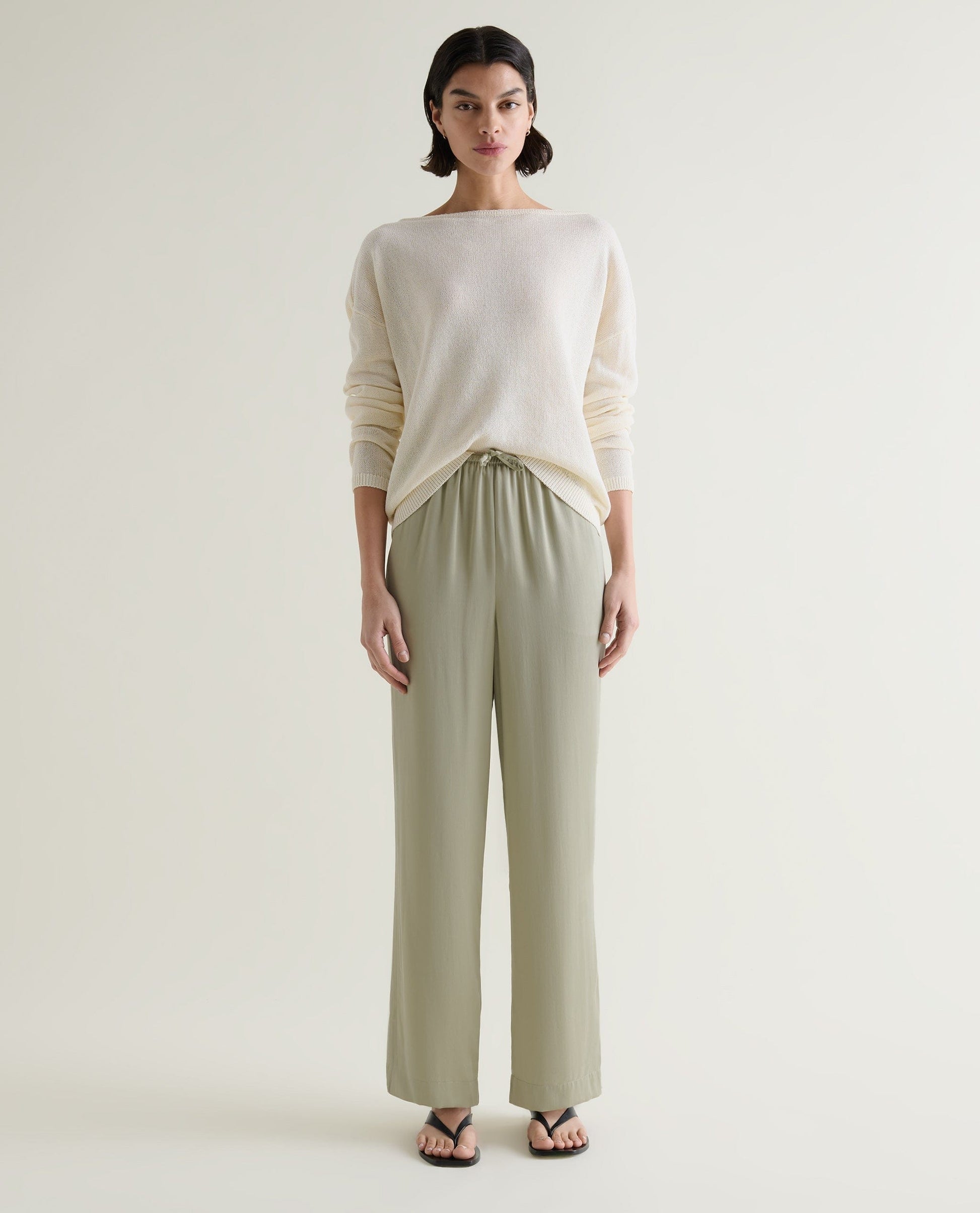 Women's Cotton Bouclé Slash Neck Jumper - Parchment