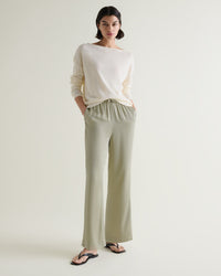 Women's Cotton Bouclé Slash Neck Jumper - Parchment