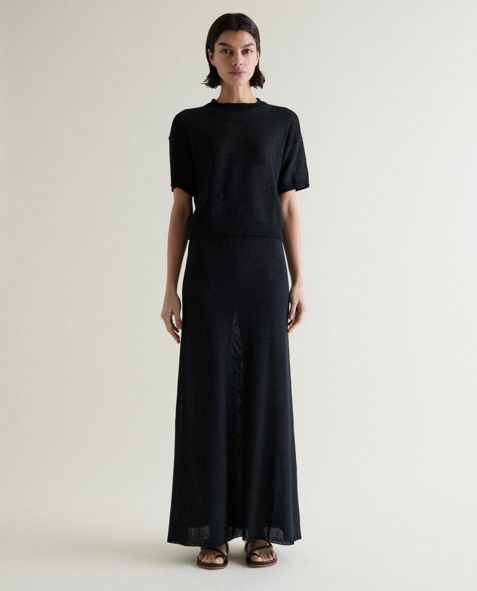 Women's Cotton Bouclé Knit T-shirt - Black