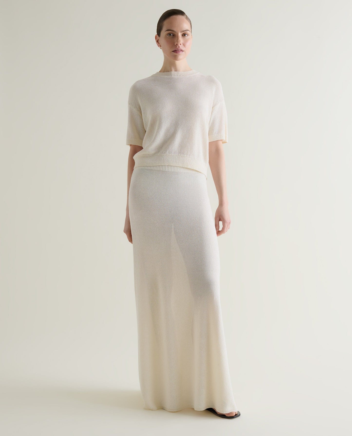 Women's Cotton Bouclé Knit T-shirt - Parchment