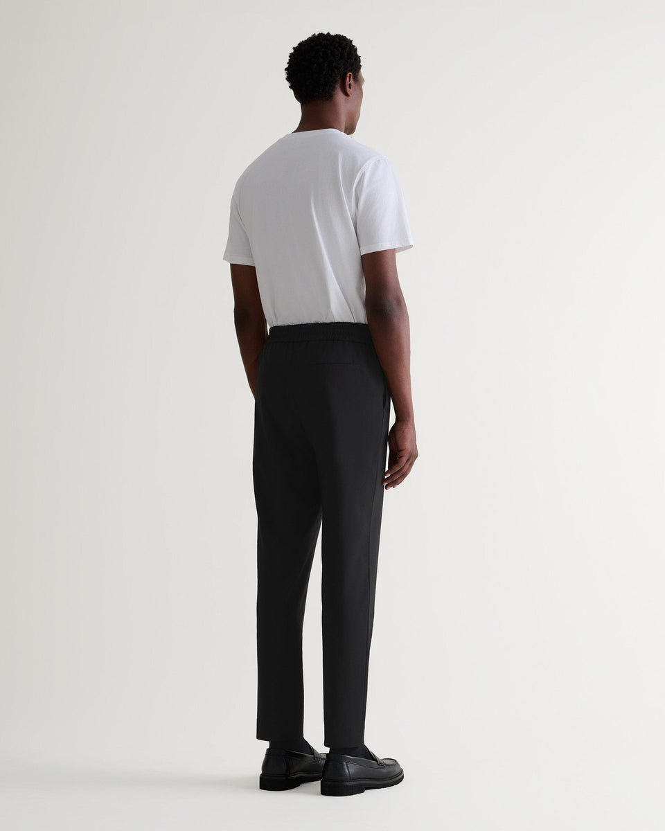 Men's Tropical Wool Drawstring Trousers - Black