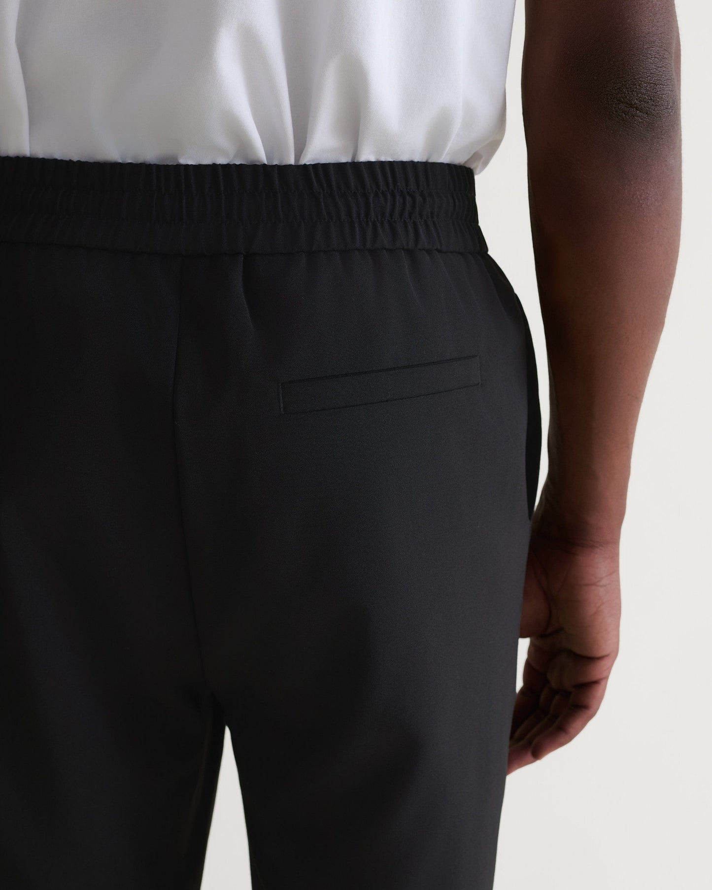 Men's Tropical Wool Drawstring Trousers - Black