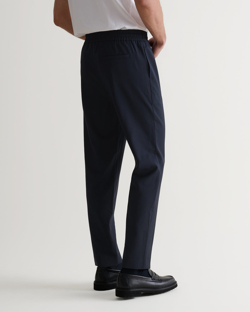 Men's Tropical Wool Drawstring Trousers - Indigo