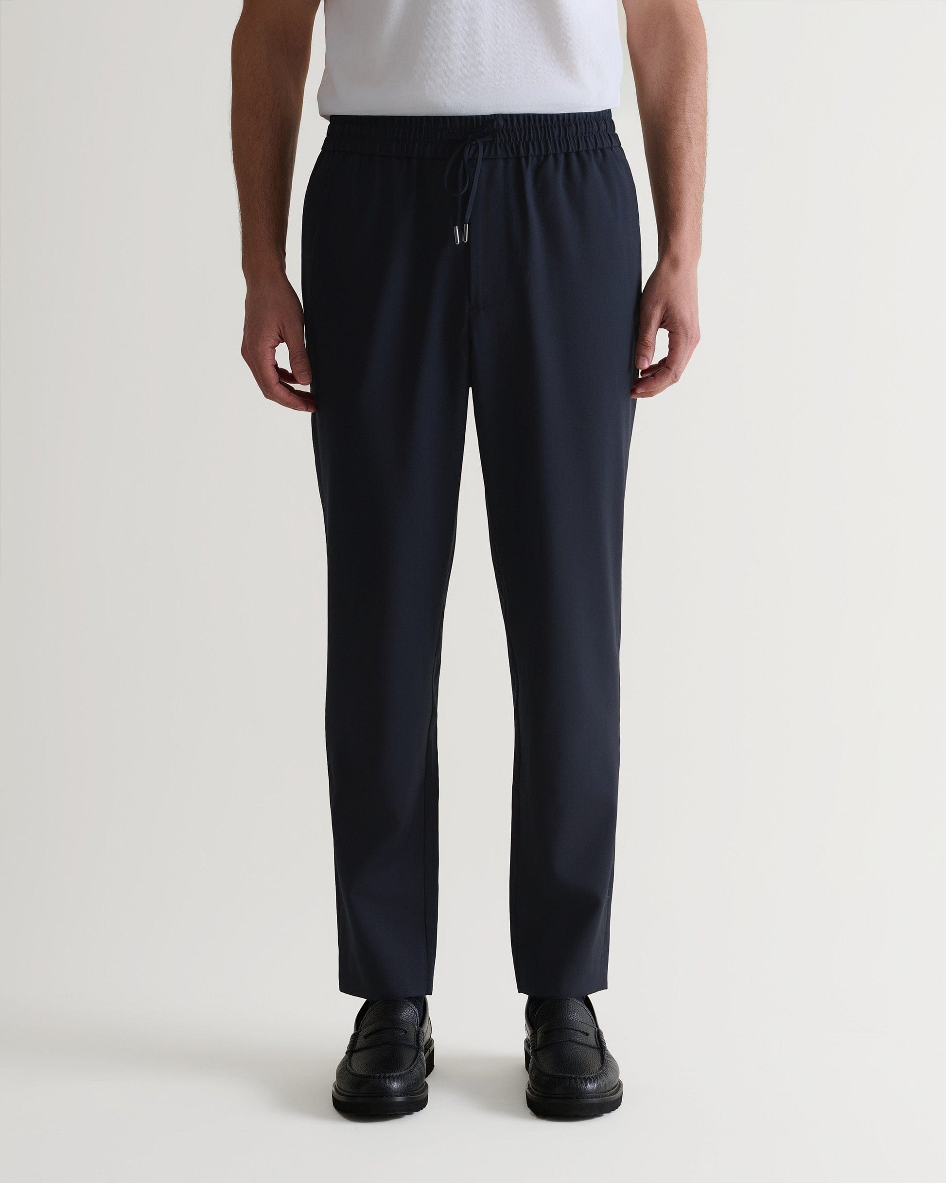 Men's Tropical Wool Drawstring Trousers - Indigo