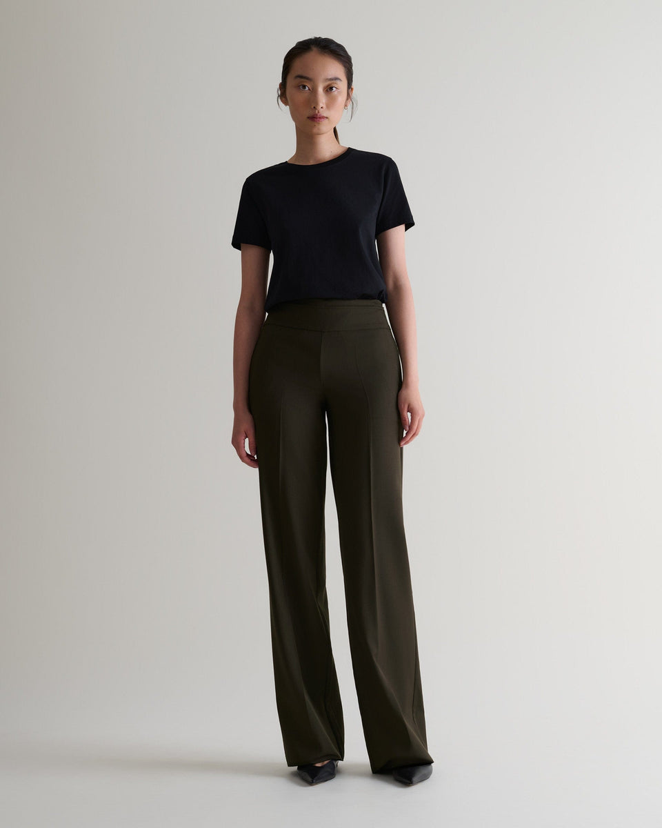 Women's Tropical Wool Wide Leg Trouser - Herb-[colour]-[size]-Rise &amp; Fall