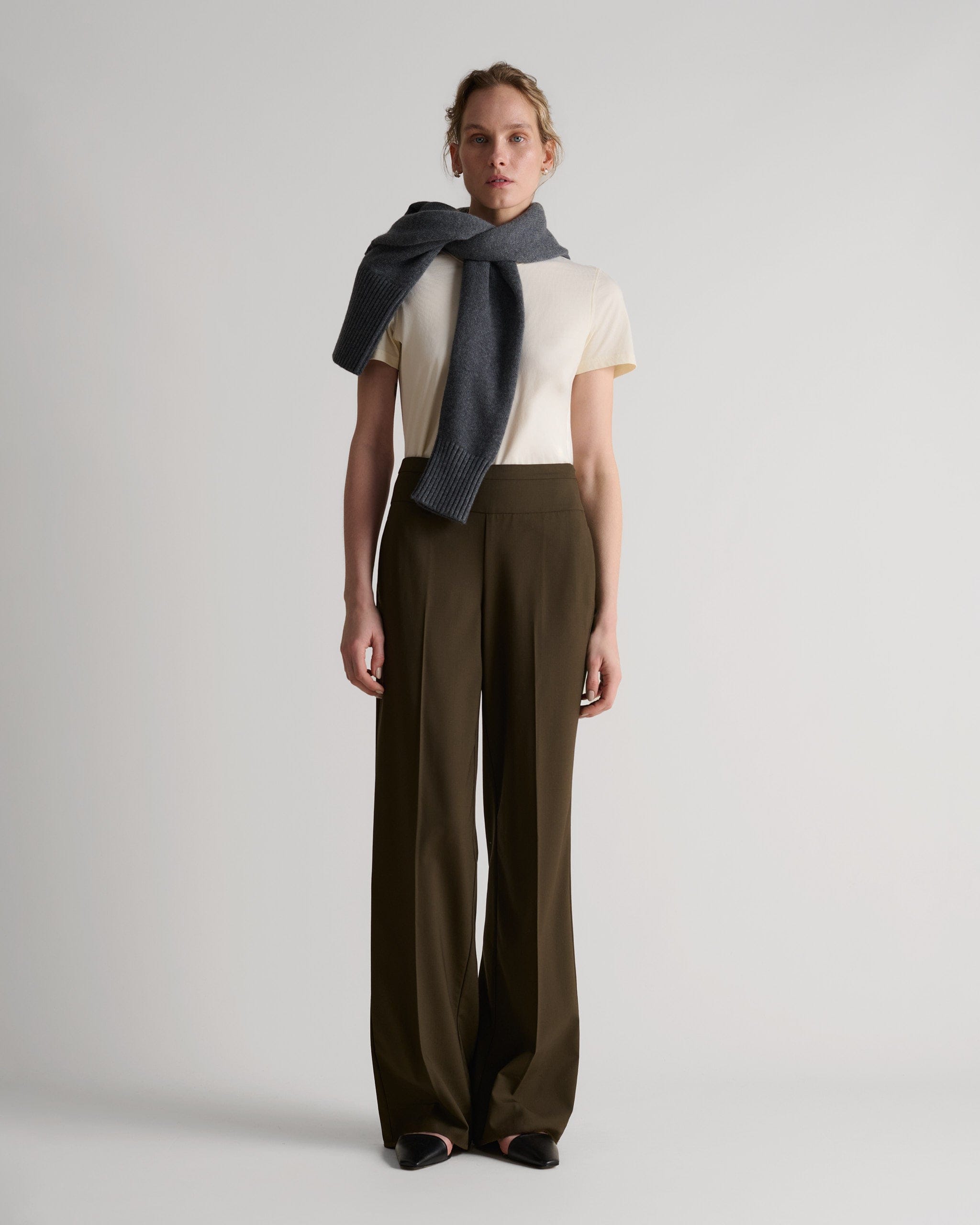 Women's Tropical Wool Wide Leg Trouser | Rise & Fall