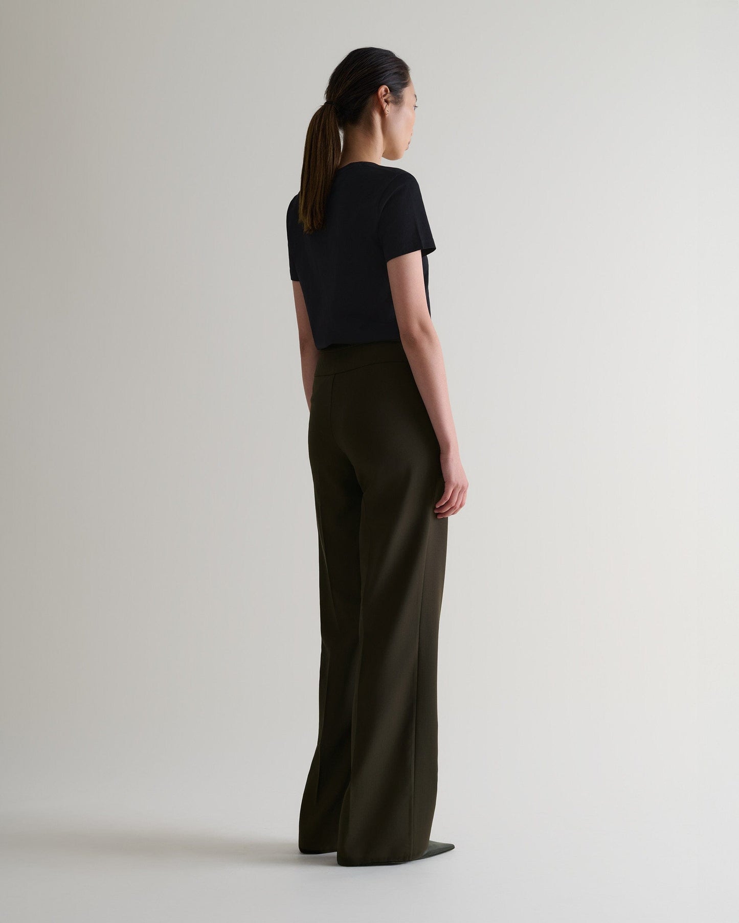 Women's Tropical Wool Wide Leg Trouser - Herb